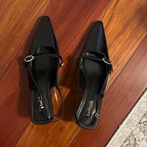 Larroude ines Black Slingback pumps